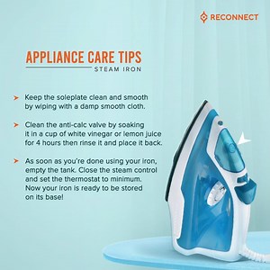 When it comes to neat and crisply ironed clothes, your steam iron should be in great condition. Take care of your steam iron with these easy appliance care tips. . . . #ReconnectApplianceCareTips #ApplianceCareTip #ApplianceCare #SteamIronCareTips #SteamIron #ElectricIron #ReconnectWithLove | Reconnect | Facebook