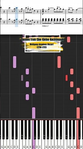 Themes from Eine Kleine Nachtmusik [Wolfgang Amadeus Mozart] ♫ Classic Piano Tutorial (Easy) #Shorts