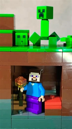 First night survival Lego animation #minecraft #legominecraft #minecraftshorts #legostopmotion