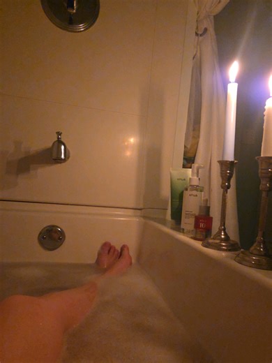 Turning my bathroom into a #Luxury #Spa Experience. How to: 1. Add #bubblebath with lavender oil 2. Light as many candles as possible 3. Play Spa 2026 Playlist from Spotify 4. Grab your favorite snack 5. Ice cold #lemonwater water 6. Put #skincareroutine next to tub 7. Have fresh towels, slippers, robe and pj's ready