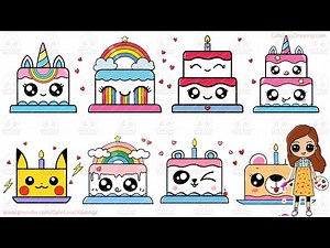 Cute Easy Drawing Video Collection for Kids Cute Cakes | 90 Minutes Long Video Sunday Special - Videos For Kids
