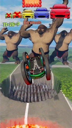 🚗🔥 Small to Giant Cars vs lord of the ring Trap! Rainbow Pit, Volcano Pit & Spike Pit Challenge! 🌈🌋⚡