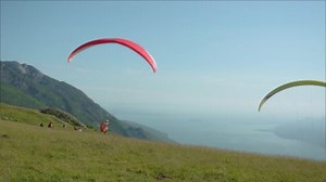 Mountains, Parachute, Paragliding. Free Stock Video