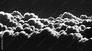 White animation,cartoon clouds on black background. 2d animation for background frame of clouds with copy space. moving 4k video