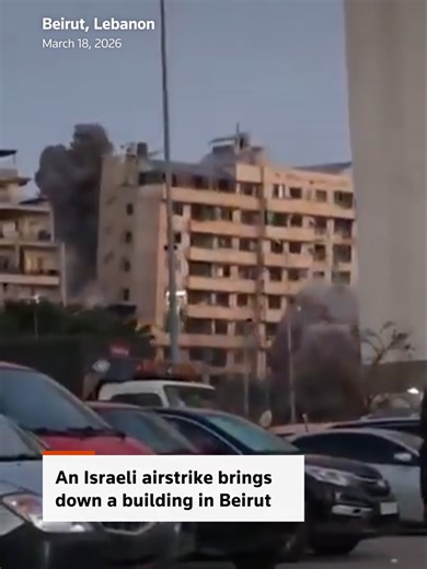 Eyewitness video captured the moment an Israeli airstrike hit a building in central Beirut, causing it to collapse. Rescue efforts were underway after the strike. #airstrike #collapse #beirut #israel #lebanon