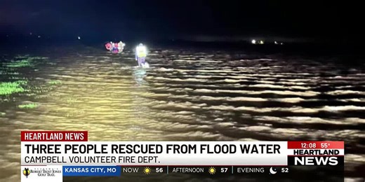 3 people rescued from flood water in Campbell, Mo.