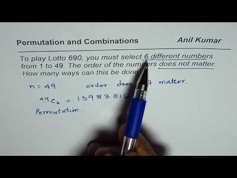 Lotto 690 or 649 Permutation Combination Example