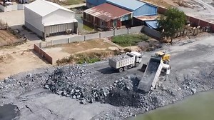 Big Round Sliding !! Land Sinking And Coverage By Dump Truck And Wheel Loader | Bulldozer Hub