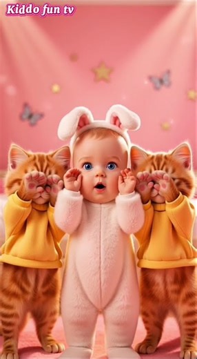 Pok Ame Ame song |Peekaboo Party with Baby & Kittens 🐰🐱💕 #youtubekids #picaboo