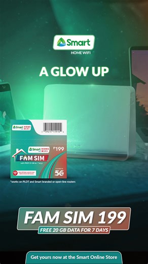 Old WiFi, new life. ✨ Bring your unused prepaid WiFi device back online with Smart FAM SIM. ​ Get yours now to enjoy FREE 20GB for 7 days. Available at the Smart Online Store for only ₱199: https://smrt.ph/famsim | Smart Communications, Inc.