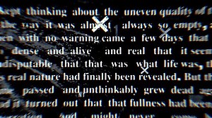 Fast motion animation of random text on black background