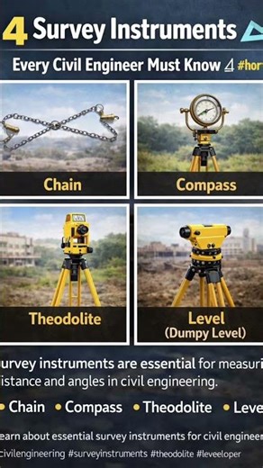 4 Survey Instruments Every Civil Engineer Must Know 📐 #shorts