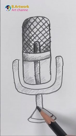 Vintage Microphone Drawing 🎤 | Easy Retro Microphone Sketch | Pencil Drawing Tutorial #drawing