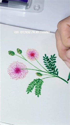 How to Draw Mimosa Pudica flower Step by Step | Easy Flower Drawing