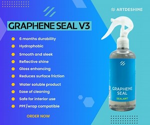 ATTENTION: Hindi mo kailangan gumastos ng mahal para ma-achieve yan! Gamitan mo lang ng GRAPHENE SEAL, walang kahirap-hirap i-apply! Graphene Sealant™ Ang best maintenance product na para sa inyong coated cars, non coated cars, motorcycles at brand new cars. GRAPHENE SEAL SPRAY WAX. Benefits : ✅ 3-6months durability ✅Very hydrophobic ✅ Reflective shine ✅Gloss enhancing ✅ Increa matte shine ✅ Easy clean ✅Can be use at wet and dry application ✅ Safe for interior use ORDER NOW! WE DELIVER COD NATIO