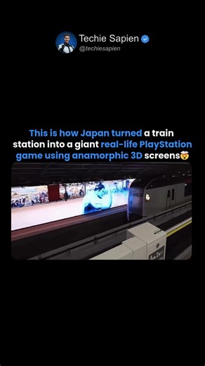 Japan’s Train Station Turns Into a Giant PlayStation Game Using 3D Anamorphic Screens 🤯