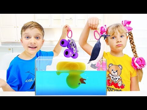 Diana and Roma Sink or Float Experiment