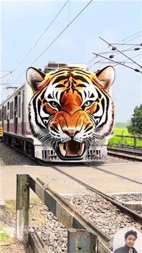 Dangerous African Tiger Near Open Rail Gate! 🐅🚆 Public Reaction 😱 #shorts
