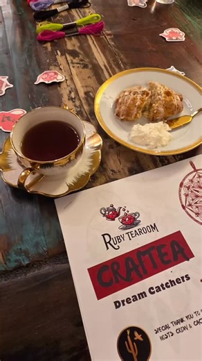 Not your average tea night. 😍🧵 Last night’s CrafTEA was part craft table, part group chat, part tea break. ☕✨ Dream catchers came together, conversations wandered (in the best way), and Chef Sara’s scones were the real MVP. Top sip of the night? Strawberries & Cream Green Tea 🍓 Feeling the FOMO? Join us next month for CrafTEA: Sun Catchers — we’ll save you a seat. Rubytearoom.com @followers @topfans | Ruby Tea Room