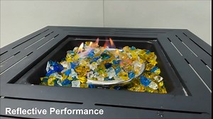 MixRBBQ Fire Pit Fire Glass in Ice Clear and Red, Decorative Reflective Tempered Fireglass Rocks for Propane Fire Pit, Natural Gas Fireplace, 1/2 Inch, 10 Pounds