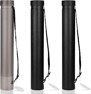 DEWEL Poster Tube Storage,Poster Carrying Case,Blueprint Case Telescoping Art Tube,Extendable Poster Tubes Expand from 22” to 34” with Strap for Artworks, Drafting and Scrolls,Black/Brown 3 Packs