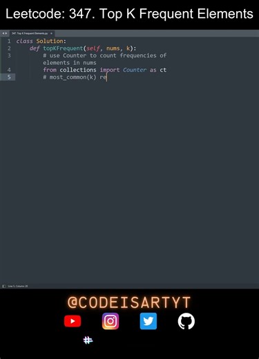 Leetcode 347. Top K Frequent Elements in Python | Python Leetcode | Python Coding Tutorial | ASMR