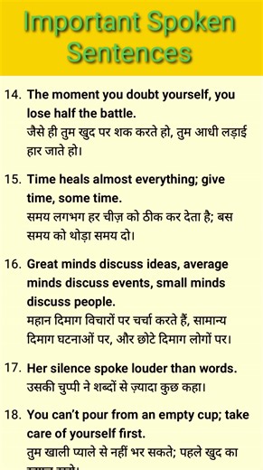 16K views · 317 reactions | Important Spoken Sentences with Hindi meaning. #reelsviralシfb #reelschallengereelschallenge #reelschallenge #spoken #correctly #ReelKnowledge #reelsfypシ #englishspoken #reelitfeelit | Learn English | Facebook