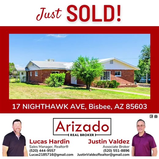 This home in #bisbee #az has sold! Ready to buy or sell your Bisbee home? We service all of Southern Arizona including Bisbee, Huacuhca City, Benson, Green Valley, Tucson, Bisbee and surrounding areas. Www.123CashOffer.com www.arizadorealbroker.net 520-551-8896 Equal Housing Opportunity #realestate #forsale