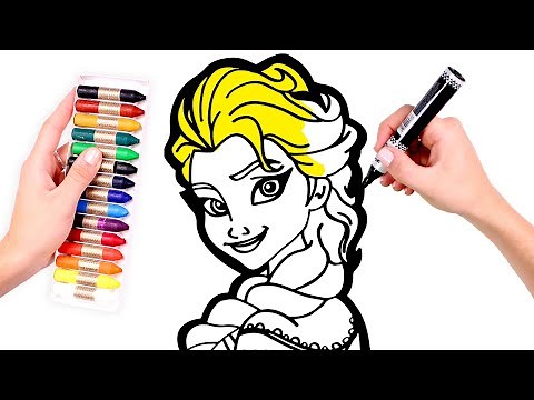 Dibuja y Colorea a ELSA de Frozen 👸🏼🌈❄️Dibujos para niños
