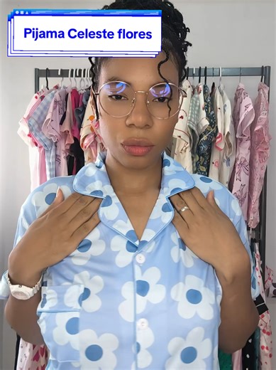 Pijama Celeste Floreada S/ 50 Talla XL Conjunto de Pijama 2 piezas, Camisa y Short 💌Pedidos al 92478997✨Envío a todo peru🚐 #hilacha #emprendimientofemenino #dormirbonito #pijamasperu