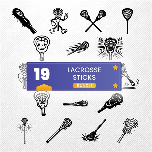 Lacrosse Sticks SVG Bundle | 19 Vector Clipart PNG Eps PDF Dxf | Silhouette Illustrations - Etsy