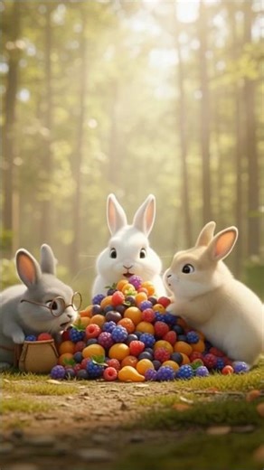 🐾🐰3 cute Bunnies found a Magic tree 🌳…3匹のかわいいウサギと魔法の木