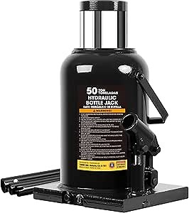 Big RED 50 Ton (100,000 LBs) Torin Heavy Duty Welded Hydraulic Car Bottle Jack for Auto Repair and House Lift, Black, AT95007BR