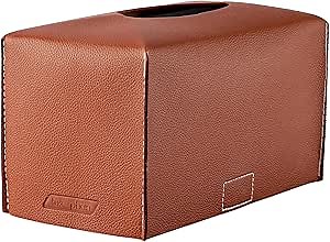Leather Tissue Box Cover Rectangle – Aesthetic Tissue Box Holder for Home or Office, Modern Kleenex Box Covers, Durable Rectangle Tissue Box Cover for Décor - Great for Housewarming | Hazel Brown
