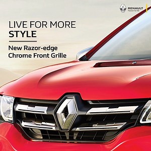 The #RenaultKWID’s Razor-edge Chrome Front Grille lends it a striking presence, making heads turn wherever it goes. Know more: https://bit.ly/2JCc2iL | Renault