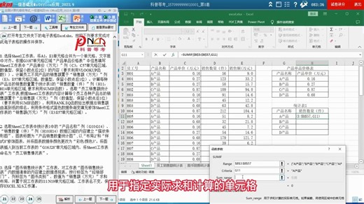 一级MS第8套电子表格