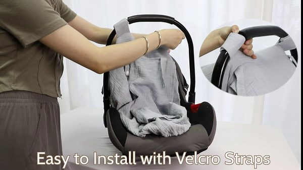 Hooyax Muslin Car Seat Covers for Babies, Summer Baby Car Seat Cover for Boys Girls with Breathable Window, Lightweight Infant Car Seat Canopy, Green