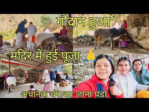 मंदिर में हुई पूजा सभी लोग आए गांव 🙏 गौ माता की पूजा की 🐄 || Pahadi Lifestyle Vlog || Sony Vlogs ||