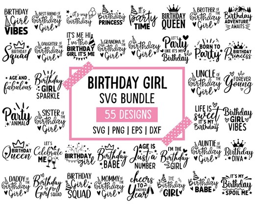 Birthday Girl SVG Bundle: 55 Designs (digital Download) - Etsy
