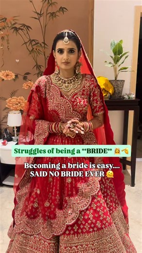 Anjalee & Suraj on Instagram: "Watch this BRIDE casually surviving wedding stress 💍😂 Do tag all the brides-to-be! 😜 #ansuforever [ love, wedding, wedding reels, Indian wedding, bride, bride to be, struggles of being a bride, groom, groom to be, red bride, bridal lehenga, bridal makeup, funny bride ]"