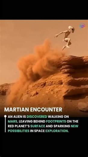 S/U Stuff 04 on Instagram: "MARTIAN ENCOUNTER SHOCKS THE WORLD — Is Mars Hiding Life? 🔴👽 A mind-blowing image is taking over social media in the United States, showing what appears to be an alien-like figure walking on the surface of Mars, leaving visible footprints in the red dust. The dramatic scene has reignited one of humanity’s biggest questions: Are we truly alone in the universe? The dusty Martian landscape, combined with the mysterious humanoid shape, has sparked intense debate among s