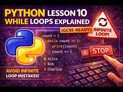 Python Lesson 10: WHILE Loops Explained (Beginner GCSE-Ready) | Avoid Infinite Loop Mistakes