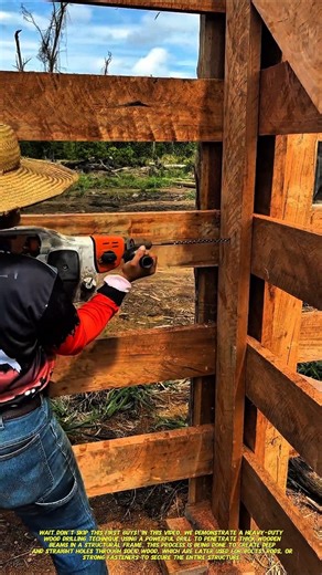 Heavy-Duty Wood Drilling Technique for Large Frame Structures | Fast & Efficient Method.