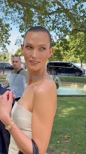 Karlie Kloss after the Schiaparelli Haute Couture Fall Winter 2026-2027 show at Paris Fashion Week
