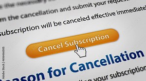 Animated Mouse Cursor Clicking 'Cancel Subscription' to Cancel Subscription Plan