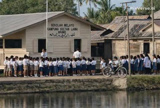Sekolah Melayu Kampong Sultan Lama Tahun 1966, gambar asal ada di link bawah kredit to the owner of this image, https://commons.wikimedia.org/wiki/File:Kampong_Sultan_Lama_Malay_School,_Brunei_in_1966.jpg