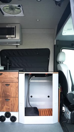 2.8K views · 14 reactions | Here's a break down of the convertible shower from Off Highway Van   From counter space to shower place in seconds 彩 . . . Falling in love with this van as much as we are? Save this post for later and refer back to Explore VanX whenever inspiration is needed  https://explorevanx.com/van-life-shower-ideas/ | Explore VanX | Facebook