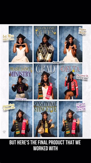StudioMP | Graphic Designer on Instagram: "BEHIND THE SCREENS: grad edition ✨🎓 HUGE thanks to @showtime.aarin for allowing me to elevate her posts for her recent graduation from Bama State!! . . . #hbcu #graphicdesign #bamastate #grad #hbcugrad"