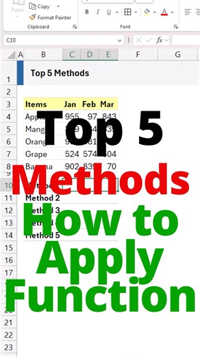 5 ways to apply function in #excel #exceltips #exceltricks #excelhacks #excelshorts
