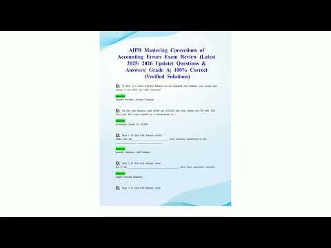 AIPB Mastering Corrections of Accounting Errors Exam Review Latest 2025 2026 Update Questions Answe